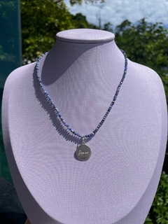 choker sodalita com pingente amor - prata 925