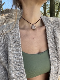 Choker cordão marrom pedras brutas - comprar online