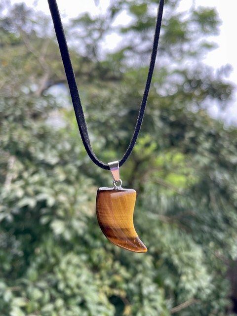 Choker dente de tigre - pedra olho de tigre