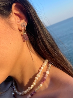 Choker pérola com ametista e fluorita - Prata 925 - Yalla 