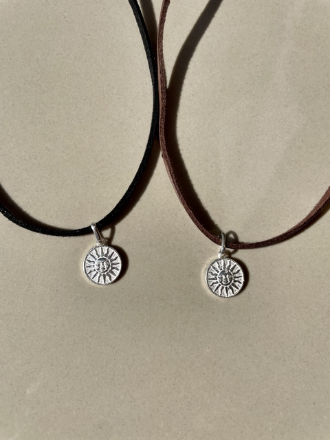 Choker medalha lua e sol - prata 925
