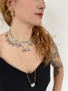 Colar basic quartzo verde bruto