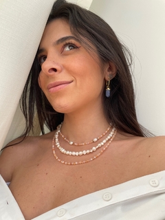 Choker Pedra do sol com pérola e hematita- prata 925 na internet