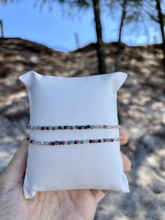 Pulseira dupla turmalina melancia - 2 mm - comprar online