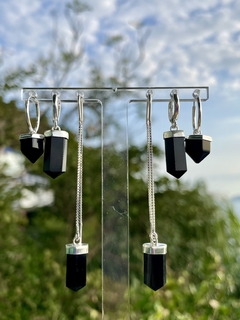 mini argola obsidiana - prata 925 na internet