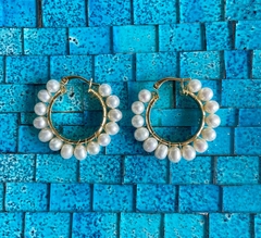Argola vintage pérola M - loja online