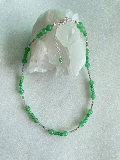 Colar quartzo verde esferas - prata 925