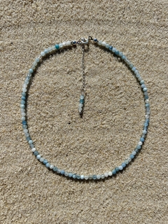 Choker Água- Marinha facetada - prata 925 - comprar online