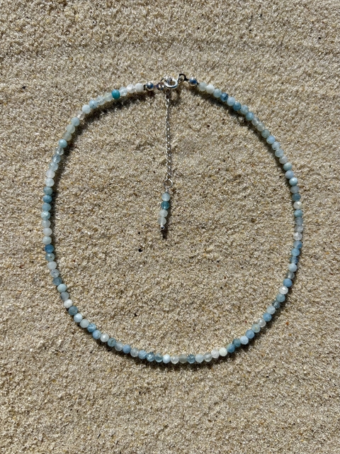 Choker Água- Marinha facetada - prata 925 - comprar online