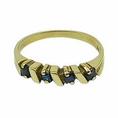 Anillo Oro 18 Ktes Con 4 Zafiros Carre (116873) Envio Gratis en internet