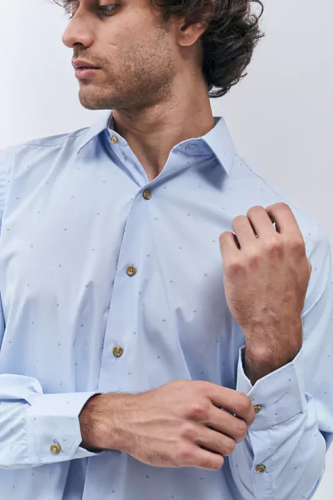Camisa Slim mauro Estampada Celeste - comprar online