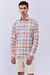 Camisa Slim DENIS LINEN FEEL Cuadros Naranja