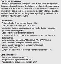 Bomba Sumergible Motorarg 1.2Hp 4Pack 120 - comprar online