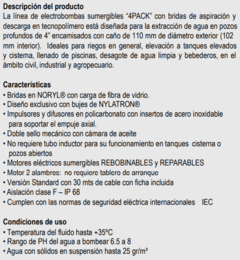 Bomba Sumergible Motorarg 0.8Hp 4Pack 80 - comprar online