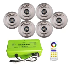 Combo Pooled - 6 Luces Horus RGBW Inoxidable + Trafo Con Control