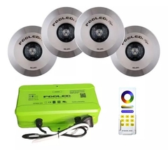 Combo Pooled - 4 Luces Nazar RGBW Inoxidable + Trafo Con Control