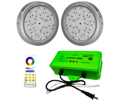 Combo Poolight - 2 Luces RGBW Inoxidable + Trafo Con Control