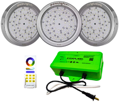 Combo Poolight - 3 Luces RGBW Inoxidable + Trafo Con Control