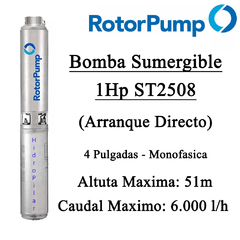 Bomba Sumergible Rotor Pump 1Hp St2508 Aranque Directo