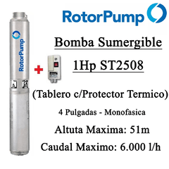 Bomba Sumergible Rotor Pump 1Hp St2508 Con Tablero