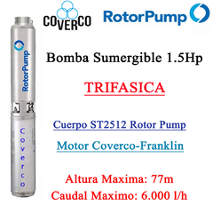 Bomba Sumergible 1.5Hp St2512 Rotor Pump - Coverco TRIFASICA