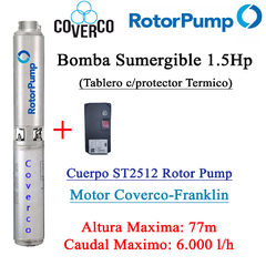 Bomba Sumergible 1.5Hp St2512 Rotor Pump Coverco Con Tablero