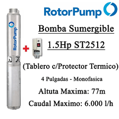 Bomba Sumergible Rotor Pump 1.5Hp St2512 Con Tablero