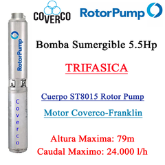 Bomba Sumergible 5.5Hp St8015 Rotor Pump Coverco Trifasica