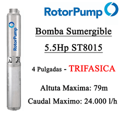 Bomba Sumergible Rotor Pump 5.5Hp St8015 TRIFASICA