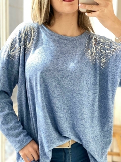 REMERA DE LANILLA CON LENTEJUELAS - comprar online