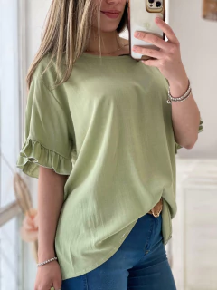 BLUSA DE LINO CON VOLADOS en internet