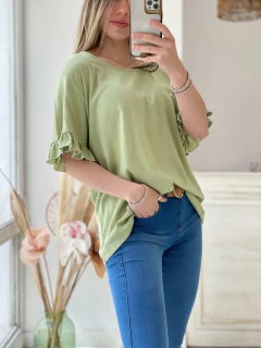 BLUSA DE LINO CON VOLADOS en internet