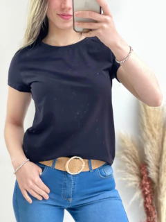 REMERA DE ALGODON Y LYCRA CUELLO REDONDO - tienda online