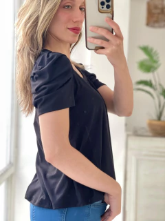 REMERA DE ALGODON Y LYCRA MANGA PRINCESA - Maria Cruz