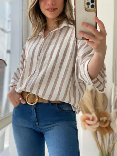 CAMISA DE LINO RAYADA - tienda online