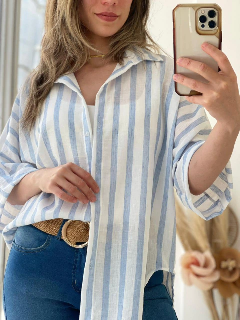 CAMISA DE LINO RAYADA