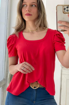 REMERA DE ALGODON Y LYCRA MANGA PRINCESA - Maria Cruz