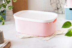 CANASTO ORG.PLAST. C/TAPA 37X26X15CM ROSA en internet