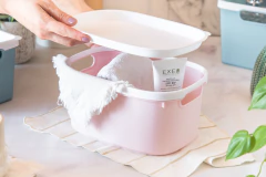 CANASTO ORGANIZ PLAST. C/TAPA 24X17X12CM ROSA - comprar online