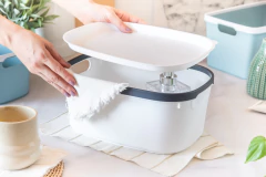 CANASTO ORGANIZ.PLAST. C/TAPA 30X20,5X13,5 BLANCO - comprar online