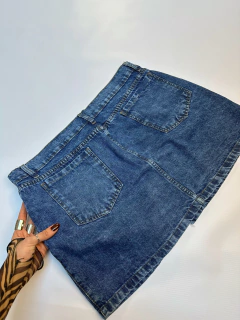 Pollera de JEAN BOTONES azul -rígido- ❤ - comprar online