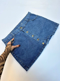 Pollera de JEAN BOTONES azul -rígido- ❤