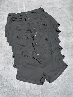 Short de JEAN MOM negro con elástico atrás tajitos - rígido -♡