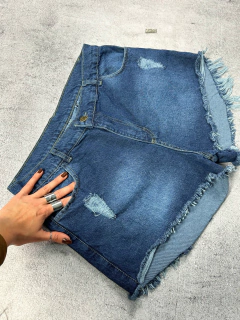 Short de JEAN MOM azul roturas - rígido -♡