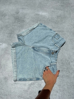 Short de jean MOM con elastico atras celeste claro-rigido-❤ - comprar online