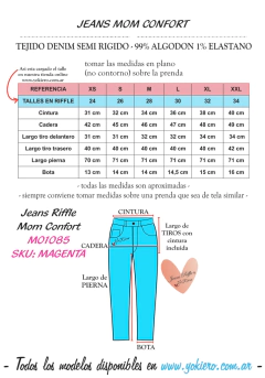 Jeans Riffle MOM Confort M01085 [24=XS] ULTIMO DISPONIBLE - comprar online