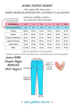 Jeans Riffle Chupin Negro REM145 - comprar online