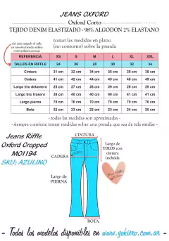 Jeans Riffle Oxford Cropped M01194 - comprar online
