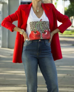 Remera CHERRIES PRINT Blanca - tienda online