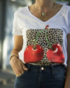 Remera CHERRIES PRINT Blanca - Yo Kiero